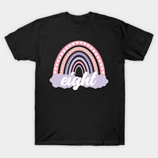 Eight Years Old 8Th Birthday Boho Rainbow T-Shirt